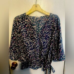 Floral side tie blouse